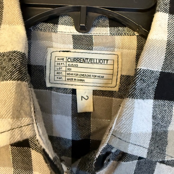Current/Elliott Black and White Checkered Button Down Shirt - Picture 4 of 4